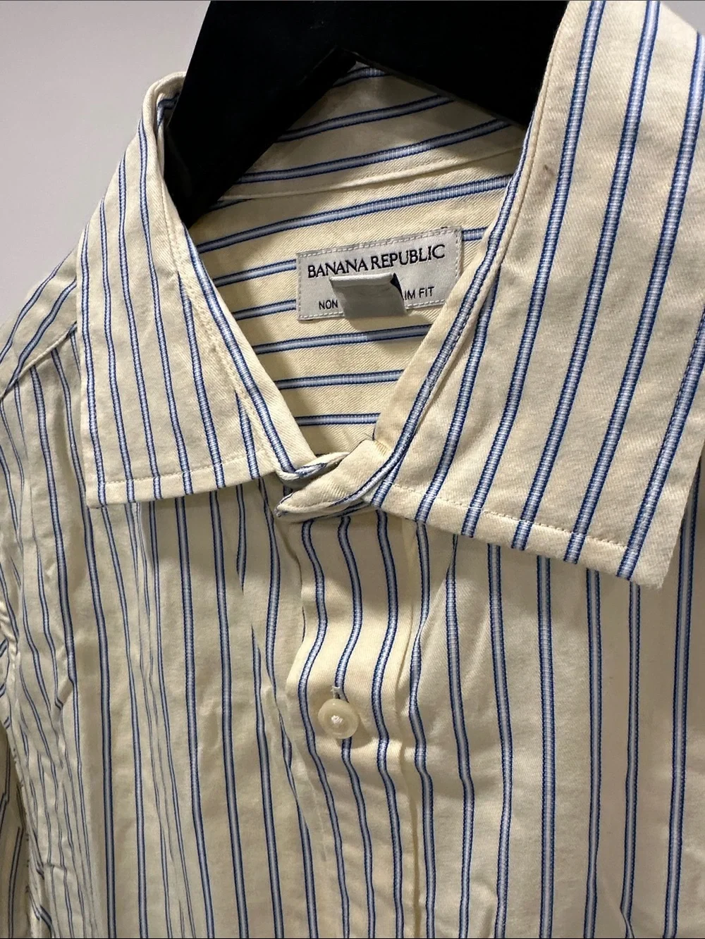 Banana Republic Cream Shirt with Blue Stripes